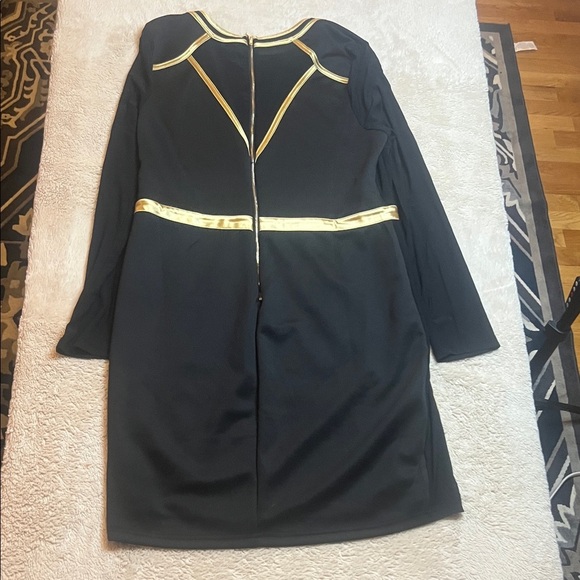 Sexy Black Dress with Sheer & Gold Accents sz 2X with stretch - Picture 12 of 15